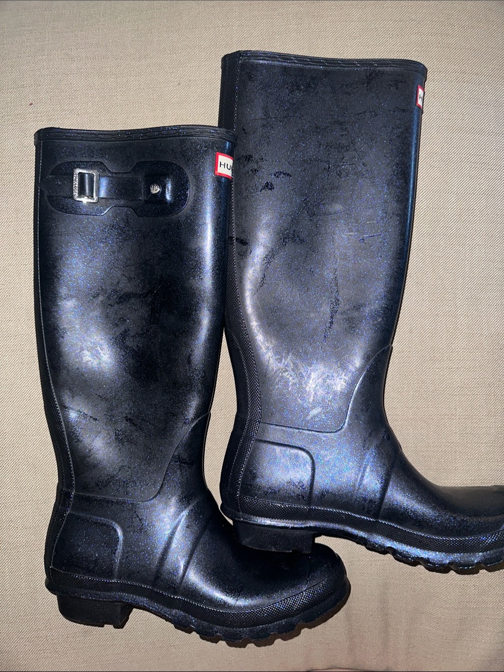 Hunter Navy blue glitter Tall Rain Boots